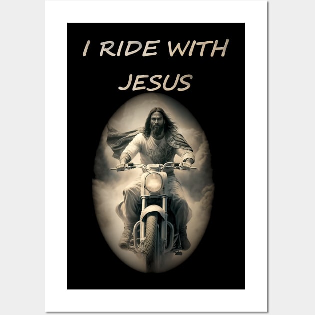 Jesus on a motorcycle Wall Art by infernoconcepts